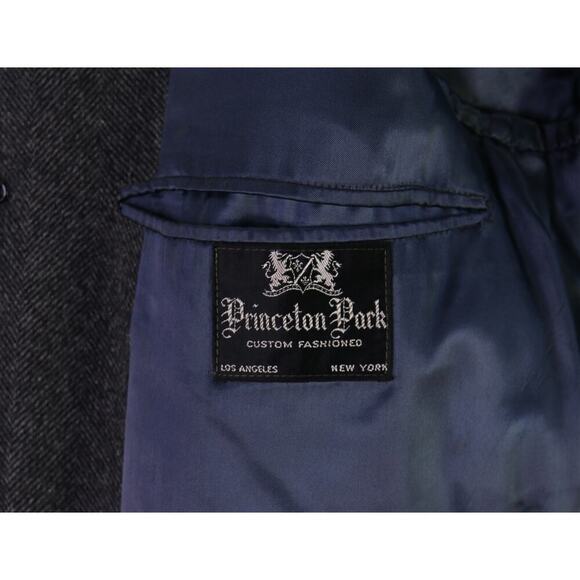 Vtg 1960's Gray Herringbone Tweed 3/4 Length Wool Overcoat 40R - Picture 8 of 8